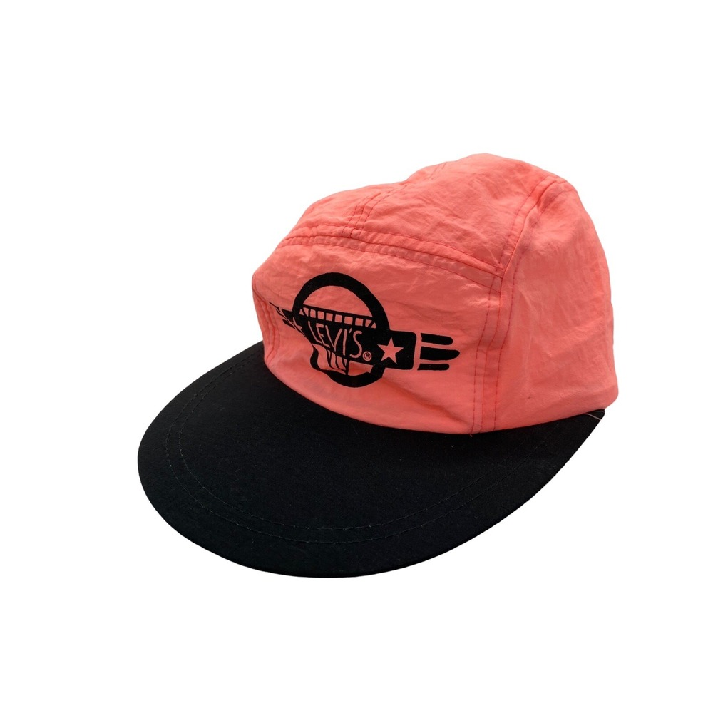 Levi's Florescent Pink Blood Orange Hat Adjustable Strap 5‎ Panel